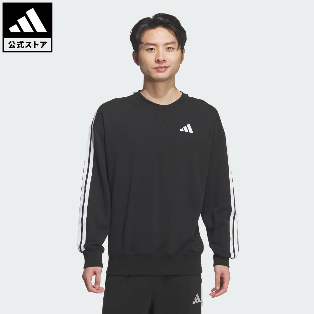 乐天商城 - 【20％OFFクーポン対象 05/09 20:00～05/20 23:59】 【公式】アディダス adidas 返品可 ライフスタイル エッセンシャルズ プラス ルーズフィット スリーストライプス フレンチテリー スウェットシャツ スポーツウェア メンズ ウェア・服 スウェット（トレーナー） 黒 ブラ…