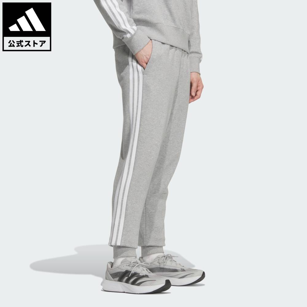 乐天商城 - 【公式】アディダス adidas 返品可 ライフスタイル エッセンシャルズ プラス レギュラーフィット スリーストライプス フレンチテリー カフパンツ スポーツウェア メンズ ウェア・服 ボトムス グレー KF3723