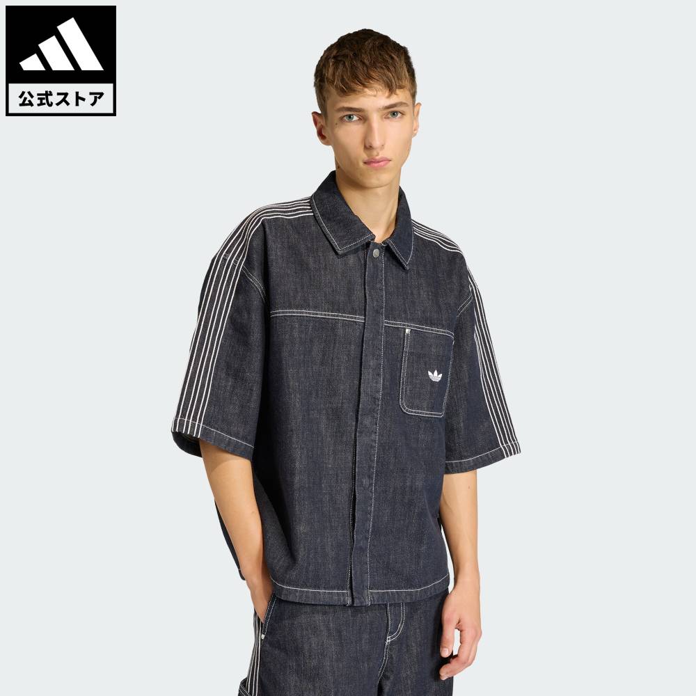 【公式】アディダス adidas 返品可 ライフスタイル オリジナルス デニム半袖ワーク シャツ オリジナルス メンズ ウェア・服 シャツ 青 ブルー KG6448