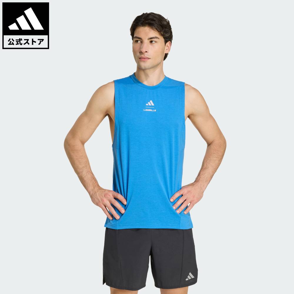 乐天商城 - 【公式】アディダス adidas 返品可 ジム・トレーニング Les Mills グラフィック タンクトップ パフォーマンス メンズ ウェア・服 Tシャツ 青 ブルー KS5911
