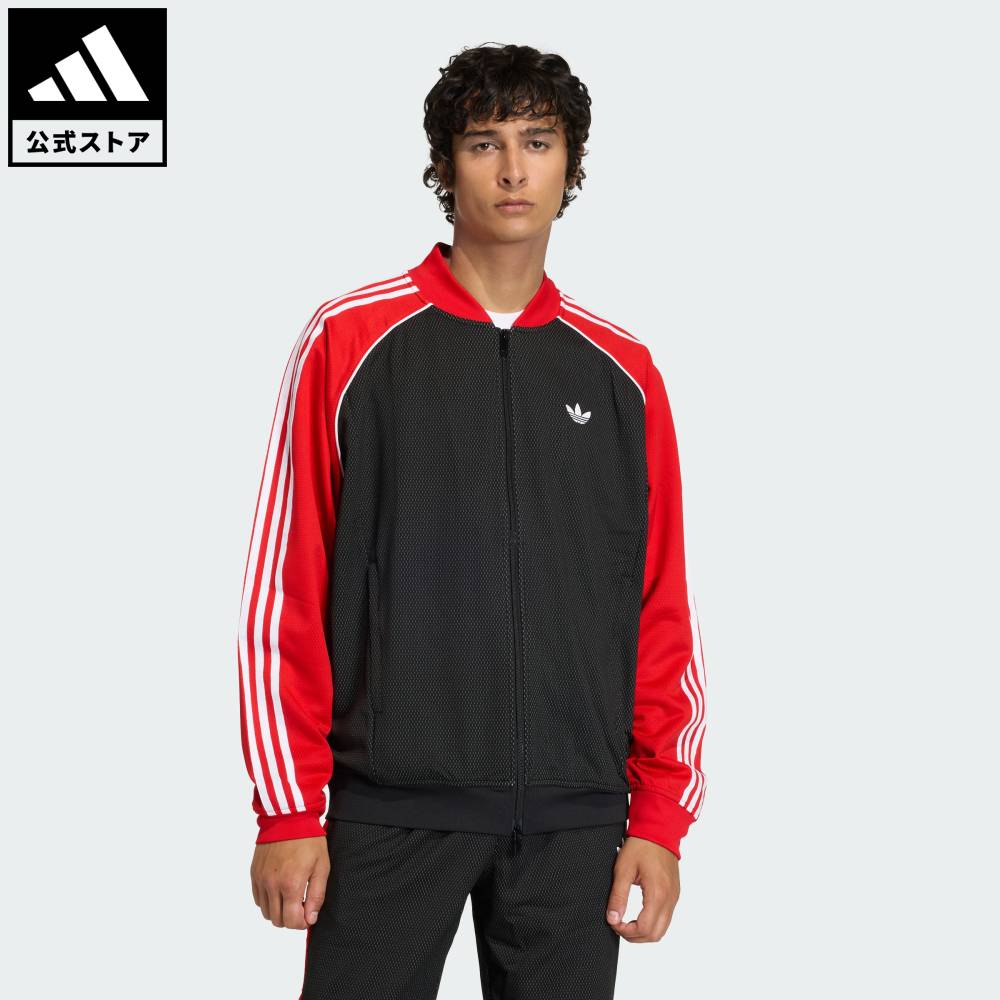 乐天商城 - 【公式】アディダス adidas 返品可 ライフスタイル SST ルーズ メッシュ トラックトップ オリジナルス メンズ ウェア・服 ジャージ 黒 ブラック KE0115
