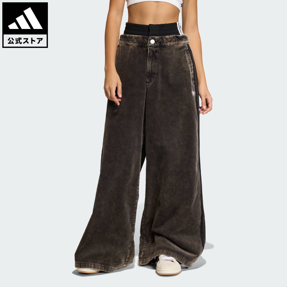 乐天商城 - 【ポイント20倍 5/9 20:00～5/20 23:59】 【公式】アディダス adidas 返品可 ライフスタイル コーデュロイ SST オーバーサイズ パンツ オリジナルス レディース ウェア・服 ボトムス 黒 ブラック KE5031 【PT】