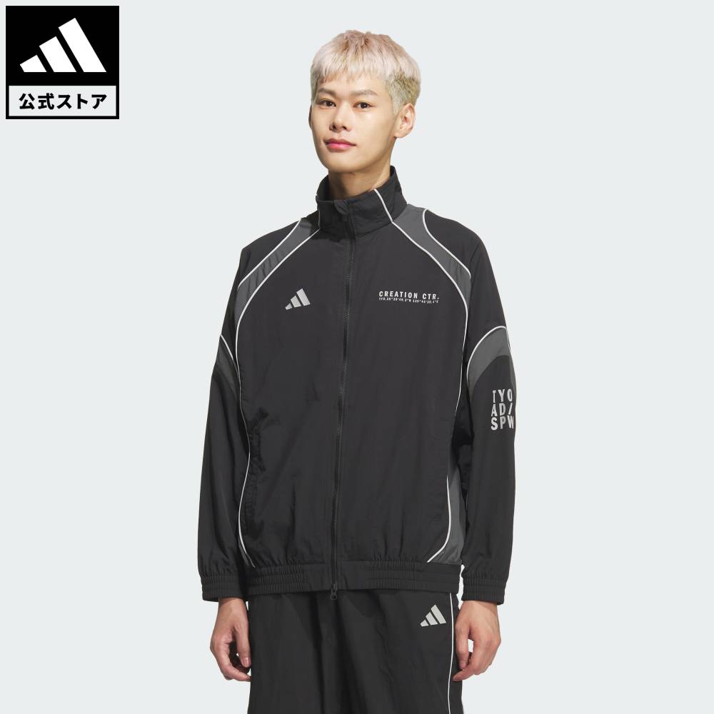 【公式】アディダス adidas 返品可 ライフスタイル BRAND LOVE ルーズフィット ライトウーブン フルジップジャケット スポーツウェア メンズ ウェア・服 トラックスーツ 黒 ブラック KF1333