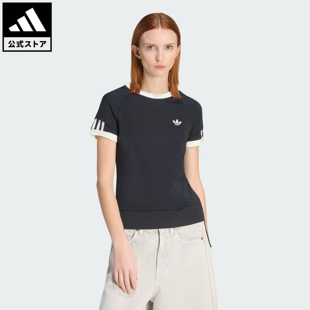 【公式】アディダス adidas 返品可 ライフスタイル ダブルレイヤー カリ Tシャツ オリジナルス レディース ウェア・服 ベスト 黒 ブラック KW4528