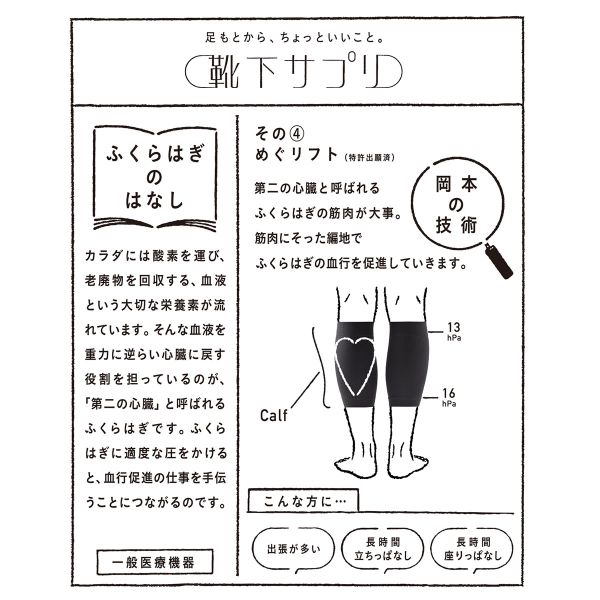 10％OFF【メール便(15)】 靴下サプリMEN ふくらはぎ押し上げサポーター 着圧 日本製 メンズ ADIEU M-L ソックス くつ下 adieu-10037797 SHIROHATO ADIEU サンプル画像3
