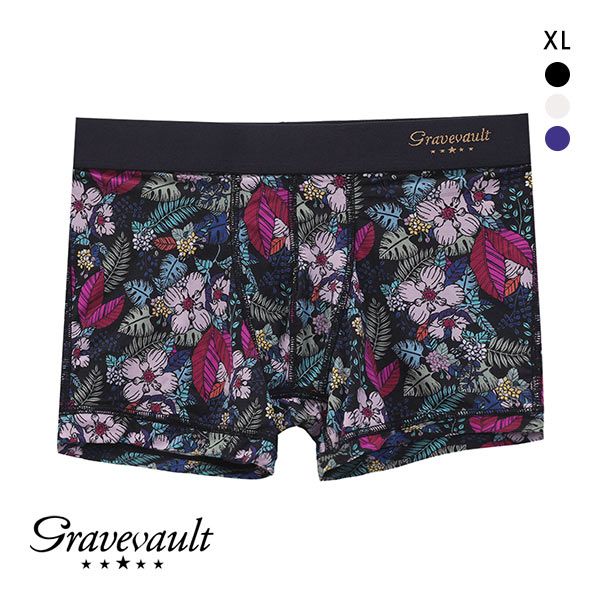 グレイブボールトGravevault WILD FLOWERS ボクサーパンツ ショート メンズ 前とじ XL LL 3051782 ADIEU 全3色