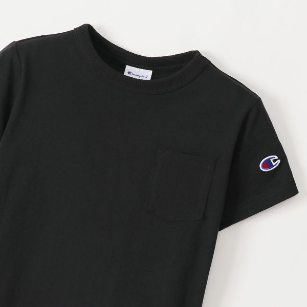 【メール便(15)】 チャンピオン Champion Tシャツ キッズ ジュニア ポケット付き トップス ボーイズ ガールズ 半袖 綿100％ CK-T303 ADIEU