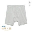 20％OFF【メール便(30)】 グンゼ GUNZE 快適工房 フィットボクサーパンツ メンズ 前あき 3L 綿100％ 抗菌防臭 日本製 ADIEU 全2色