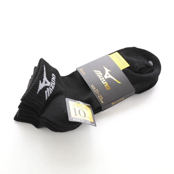 10％OFF ミズノ MIZUNO ソックス 靴下 スニーカー丈 3足組 キッズ ジュニア 高耐久...