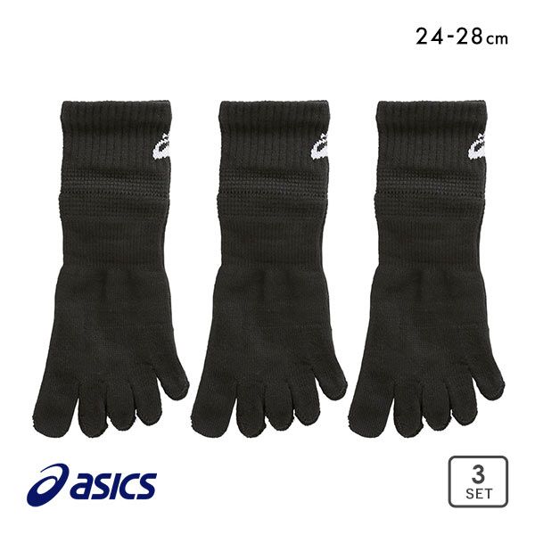 10％OFF アシックス ASICS for SPORTS ソックス 靴下 ショート丈 5本指 3足組 サポート メッシュ 抗菌防臭 24-26cm 26-28cm メンズ ADIEU 24-26cm-26-28cm