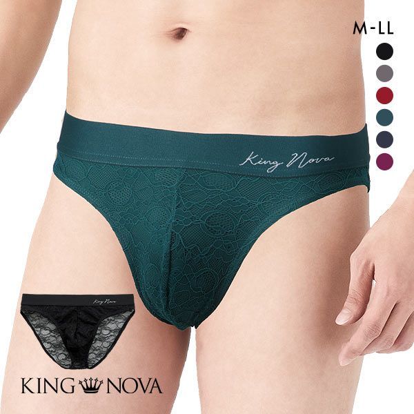 【メール便 10 】 キングノバ KING NOVA レース ビキニ パンツ メンズ 無地 ADIEU 全6色 M-LL