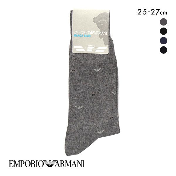 エンポリオ アルマーニ 靴下 メンズ 【メール便(10)】 エンポリオ・アルマーニ EMPORIO ARMANI Dress マンガベア＆イーグル メンズソックス 靴下 クルー丈 ビジネス メンズ 綿混 紳士 ADIEU 全4色