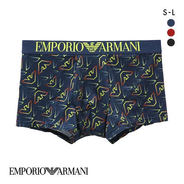 エンポリオ・アルマーニ EMPORIO ARMANI ALL OVER EAGLE MICROFIBER TRUNK ボクサーパンツ SML ストレッチ メンズ 前とじ トランク ADIEU 全3色 S(日本S-M)-L(日本L)