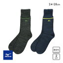 ミズノ 靴下 メンズ 10％OFF ミズノ MIZUNO ROOM ソックス 靴下 2足組 厚地 裏起毛 パイル ロゴ刺繍 メンズ 24-26cm 26-28cm ADIEU 24-26cm-26-28cm