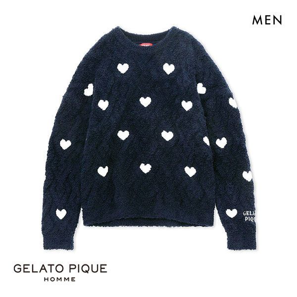 ジェラートピケ パジャマ メンズ ジェラートピケ オム GELATO PIQUE メンズ【HOLIDAY】【HOMME】クリスマスハートジャガードプルオーバー ジェラピケ パジャマ ルームウェア ADIEU M-L