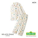 ジェラートピケ オム GELATO PIQUE メンズ 【SESAME STREET】【HOMME】総柄シャツ ロングパンツセット ジェラピケ パジャマ ルームウェア ADIEU M-L