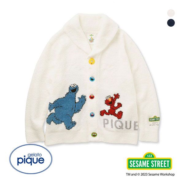 ジェラートピケ gelato pique 【SESAME STREET】【UNISEX】ジャガードショールカーディガン ジェラピケ ルームウェア パジャマ ADIEU 全2色 S-M-XL ev_sp