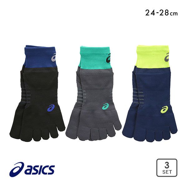 10％OFF アシックス ASICS DRY SMART ソックス 靴下 ショート丈 5本指 3足組 足底メッシュ 速乾 24-26cm 26-28cm メンズ ADIEU 24-26cm-26-28cm