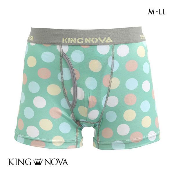 【メール便(10)】 キングノバ KING NOVA ボクサーパンツ メンズ 前あき ドット柄 M L LL ADIEU M-LL