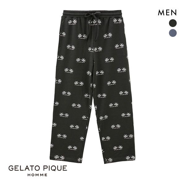 ジェラートピケ パジャマ メンズ ジェラートピケ オム GELATO PIQUE HOMME メンズ 【KOUSUKE SHIMIZU】【HOMME】モチーフロングパンツ ジェラピケ パジャマ ルームウェア ADIEU 全2色 M-L