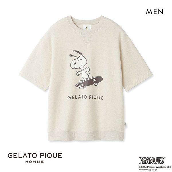 ジェラートピケ パジャマ メンズ ジェラートピケ オム GELATO PIQUE メンズ 【PEANUTS】【HOMME】裏毛ワンポイントロゴプルオーバー ジェラピケ パジャマ ルームウェア ADIEU M-L