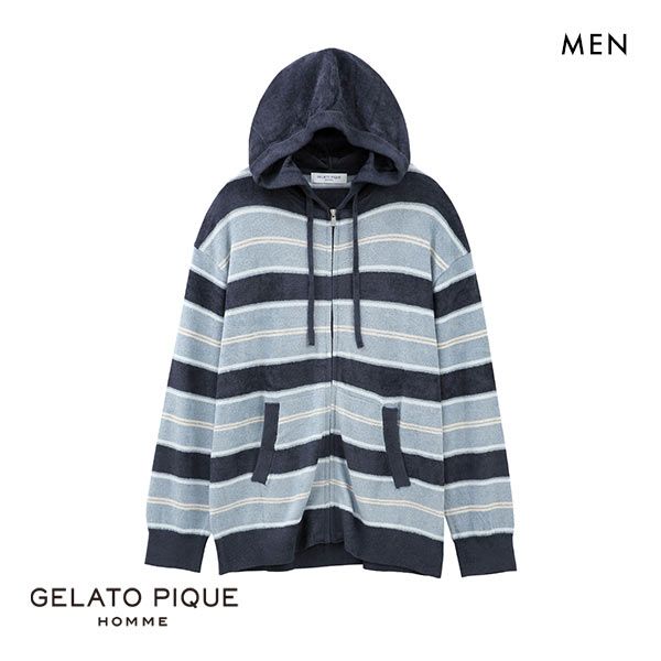 ジェラートピケ パジャマ メンズ ジェラートピケ オム GELATO PIQUE メンズ 【HOMME】スムライトマルチボーダーパーカ パジャマ ルームウェア ADIEU M-L