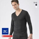 25%OFF【メール便(30)】 ミズノ ブレスサーモ 薄手forDaily Vネック 長袖シャツ S・M・L・LL 消臭 メンズ あったか 長袖 発熱 保温 冷え対策 温活 ビジネス ADIEU 全2色 S-LL