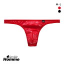 【メール便(6)】 ラポーム オム エナメル Tバック ビキニ 日本製 メンズ 前とじ La-Pomme Homme ADIEU 全2色 M-L