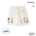 ジェラートピケ レディース ピーナッツ 裏毛ショートパンツ ジェラピケ パジャマ ルームウェア PEANUTS gelato pique ADIEU 全2色