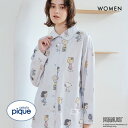 ジェラートピケ レディース ピーナッツ 総柄シャツ ジェラピケ パジャマ ルームウェア PEANUTS gelato pique ADIEU