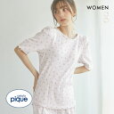 ジェラートピケ SPRING レディース さくら柄針抜きTシャツ ジェラピケ パジャマ ルームウェア gelato pique ADIEU 全2色
