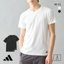 アディダス 綿100% 丸首 Tシャツ メンズ クルーネック 2枚セット adidas 大きいサイズ ADIEU 全2色 M-LL