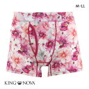 【メール便(15)】 キングノバ フラワー柄 ボクサーパンツ メンズ 前開き M L LL KING NOVA ストレッチ プリント ADIEU M-LL