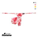 【メール便(3)】 ラポーム オム フラワープリント Tバック ビキニ メンズ 前とじ 日本製 La-Pomme Homme ADIEU 全3色 M-L
