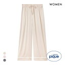 ジェラートピケ レディース 接触冷感サテンラインロングパンツ ジェラピケ パジャマ ルームウェア gelato pique ADIEU 全3色