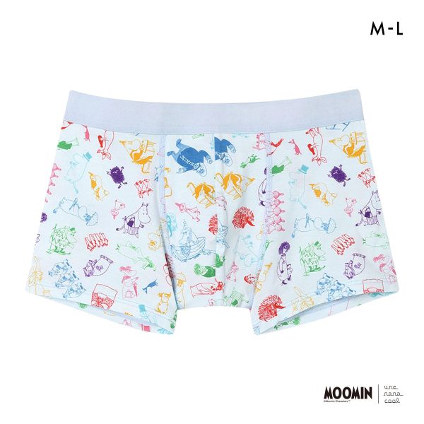 樂天商城 - 【メール便(7)】 ウンナナクール MOOMIN × une nana cool メンズボクサーパンツ ムーミン 前閉じ ADIEU 全4色 M-L