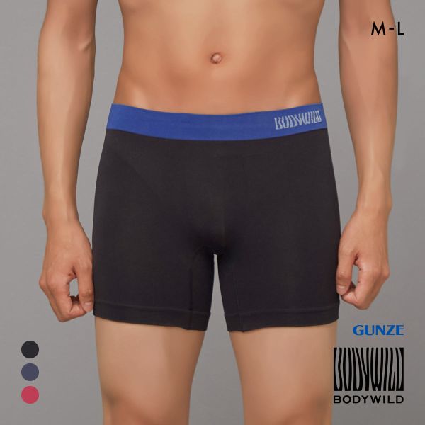 樂天商城 - 20％OFF【メール便(15)】 グンゼ BODY WILD e-BOXER セミロング ボクサーパンツ メンズ 立体成型 腰ゴムカラー切替 前とじ GUNZE ボディワイルド ADIEU 全3色 M-L