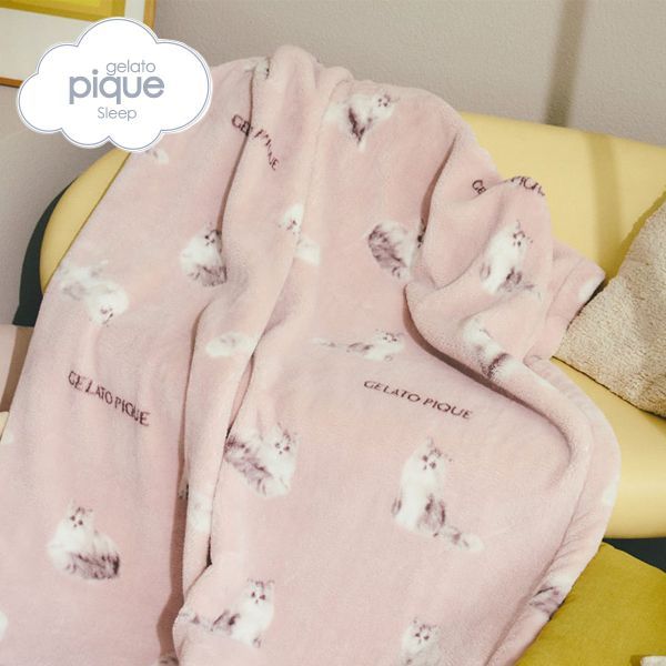 ジェラピケ　gelato pique 猫 ブランケット ネイビー ジェラートピケ 猫柄ブランケット - メルカリ