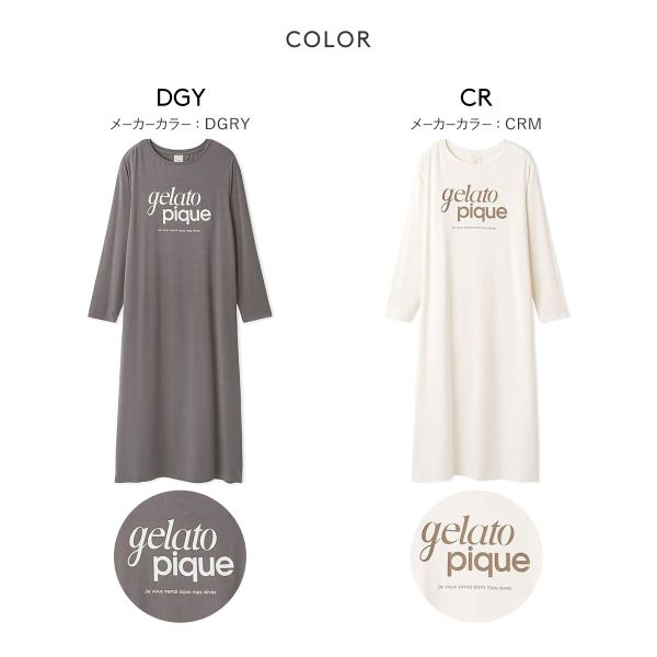 【メール便(20)】 ジェラートピケ レディース レーヨンロゴワンピース ジェラピケ パジャマ ルームウェア gelato pique ADIEU 全2色 2