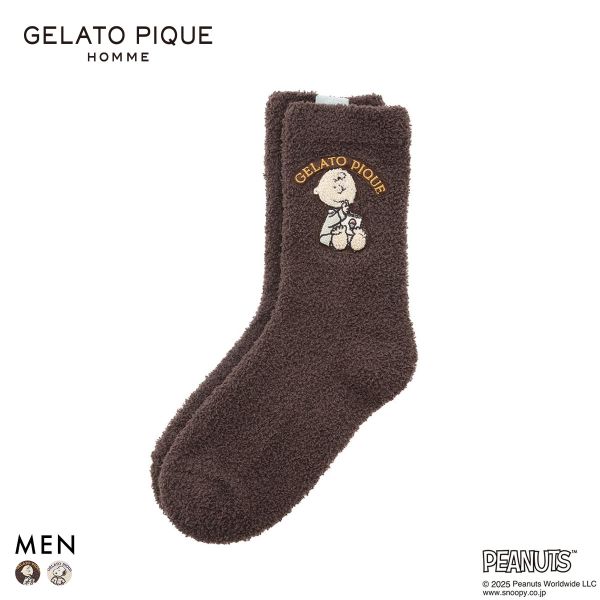 20％OFF ジェラートピケ オム メンズ PEANUTS オリジナルアートソックスジェラピケ パジャマ ルームウェア gelato pique スヌーピー HO..