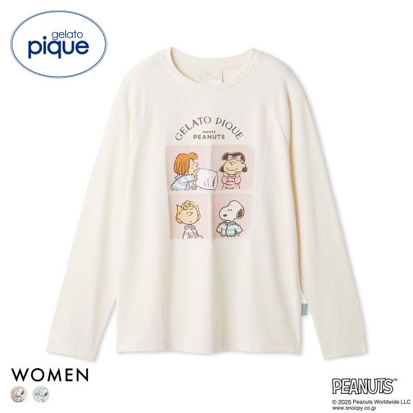 ジェラートピケ レディース PEANUTS オリジナルアートワンポイントロングTシャツ ジェラピケ ルームウ..