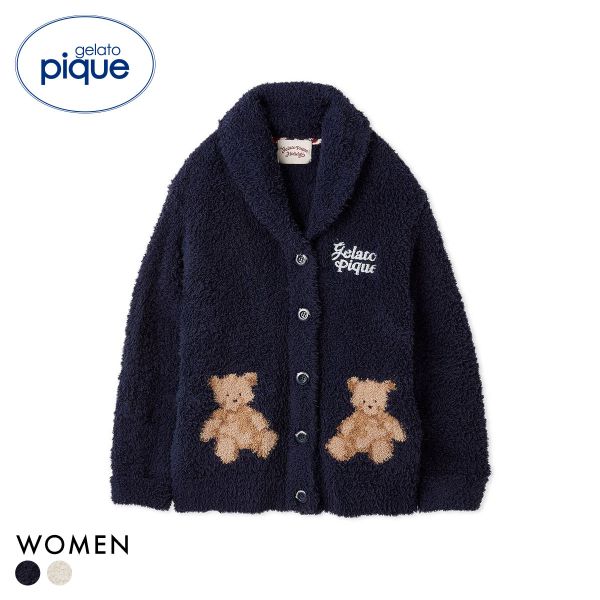 ジェラートピケ レディース HOLIDAY ジェラートスノーベアジャガードショールカーディガン ジェラピケ ..