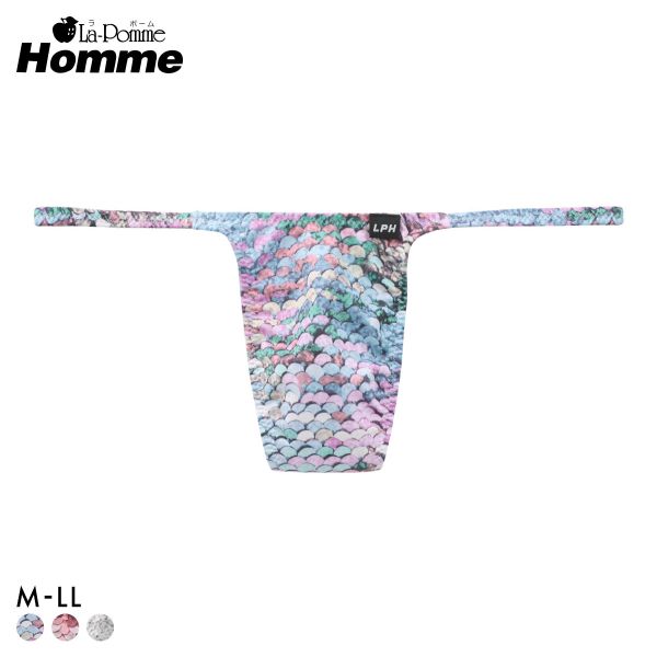 【メール便(3)】 ラポーム オム スパンコールプリント Tバック ビキニ メンズ 日本製 La-Pomme Homme 大きいサイズ ADIEU 全3色 M-LL