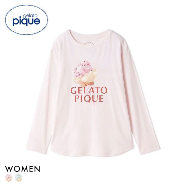 ジェラートピケ レディース アイスワンポイントロンT ジェラピケ パジャマ ルームウェア gelato pique ADIEU 全2色