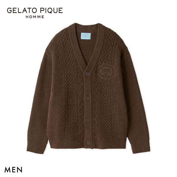 ジェラートピケ オム メンズ Valentine アランカーディガン ジェラピケ パジャマ GELATO PIQUE HOMME バレンタイン ADIEU M-L