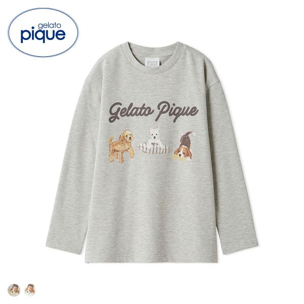 ジェラートピケ UNISEX プレイフルDOGワンポイントロンT ジェラピケ パジャマ ルームウェア gelato pique ユニセックス ADIEU 全2色 S-M-M-L