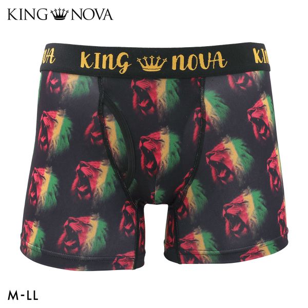 【メール便(16)】 キングノバ レゲエライオン柄 ボクサーパンツ メンズ 前あき M L LL ストレッチ プリント 大きいサイズ 贈り物 ギフト KING NOVA ADIEU M-LL