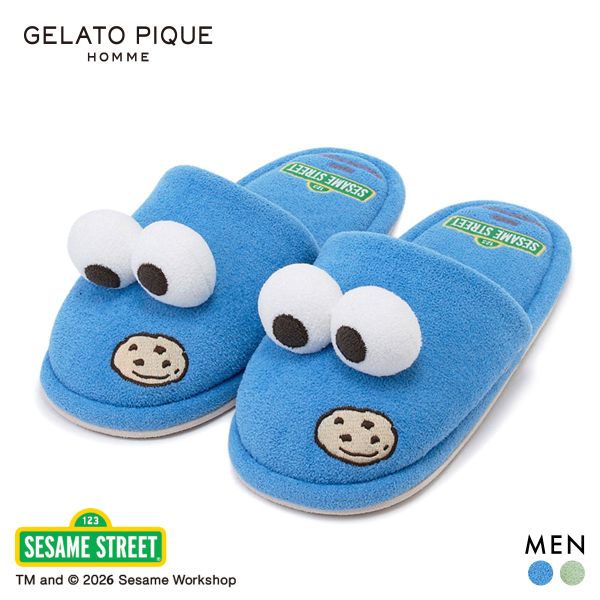 ジェラートピケ オム メンズ SESAME STREET ルームシューズ ジェラピケ セサミストリート パジャマ ルームウェア GELATO PIQUE HOMME ADIEU 全2色