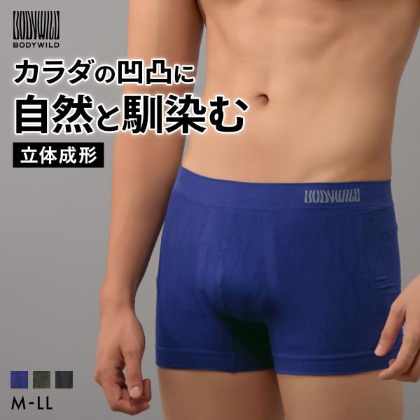 20％OFF【メール便(18)】 グンゼ BODY WILD 3D-Boxer ワイヤーネット柄 ボクサーパンツ メンズ 立体成型 前とじ GUNZE ボディワイルド ADIEU 全3色 M-LL