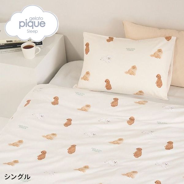 樂天商城 - ジェラートピケ スリープ DOG柄プリント寝具2点セット(シングル) ジェラピケ gelato pique Sleep ADIEU